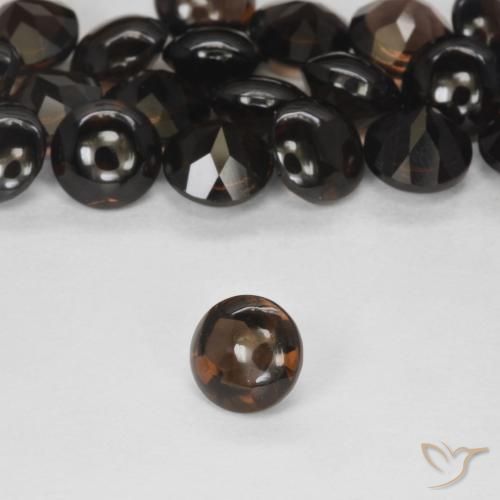 Quarzo fumé Marrone scuro naturale da 0.90 ct, Rotondo, Trasparente
