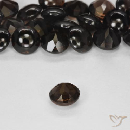 Quarzo fumé Marrone scuro naturale da 0.90 ct, Rotondo, Trasparente