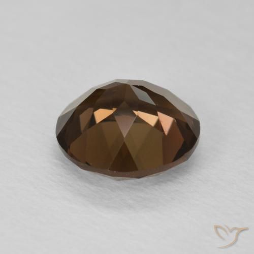 Quarzo fumé Marrone medio naturale da 1.20 ct, Rotondo, VVS