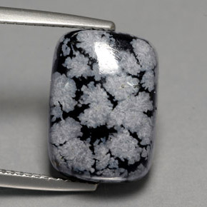 Ossidiana fiocco di neve naturale multicolore da 7,03 ct, taglio a cuscino, opaco