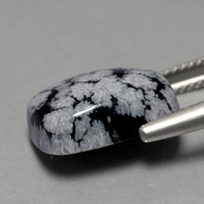 Ossidiana fiocco di neve naturale multicolore da 7,03 ct, taglio a cuscino, opaco