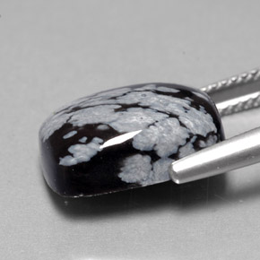 Ossidiana fiocco di neve naturale multicolore da 7,06 ct, taglio a cuscino, opaco