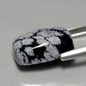 Ossidiana fiocco di neve naturale multicolore da 6,92 ct, taglio a cuscino, opaco