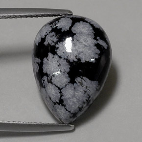 Ossidiana fiocco di neve naturale multicolore da 8,15 ct, taglio a pera, opaco