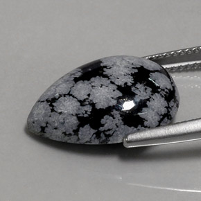 Ossidiana fiocco di neve naturale multicolore da 8,15 ct, taglio a pera, opaco