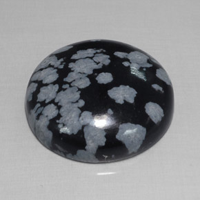 Ossidiana fiocco di neve naturale nero da 16,93 ct, taglio rotondo, opaco