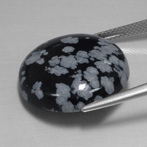 Ossidiana fiocco di neve naturale nero da 16,93 ct, taglio rotondo, opaco