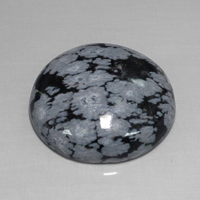 Ossidiana fiocco di neve naturale nero da 16,26 ct, taglio rotondo, opaco