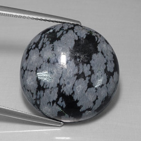 Ossidiana fiocco di neve naturale nero da 16,26 ct, taglio rotondo, opaco