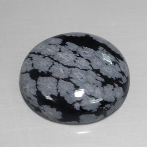 Ossidiana fiocco di neve naturale nero da 17,48 ct, taglio rotondo, opaco
