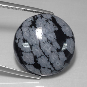 Ossidiana fiocco di neve naturale nero da 17,48 ct, taglio rotondo, opaco