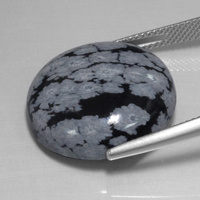 Ossidiana fiocco di neve naturale nero da 17,48 ct, taglio rotondo, opaco