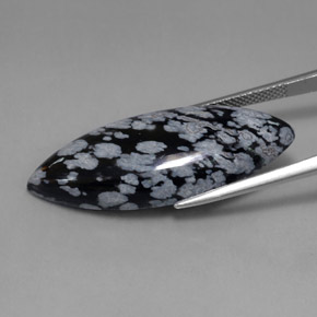 Ossidiana fiocco di neve Nero grigio-bianco naturale da 21.02 ct, Taglio marquise, Opaco