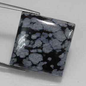 Ossidiana fiocco di neve naturale nero da 20,67 ct, quadrato, opaco