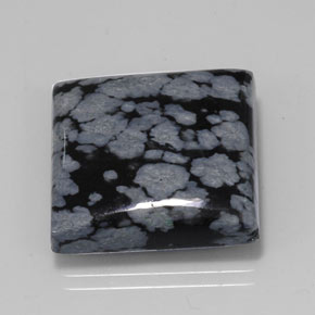 Ossidiana fiocco di neve naturale nero da 20,67 ct, quadrato, opaco