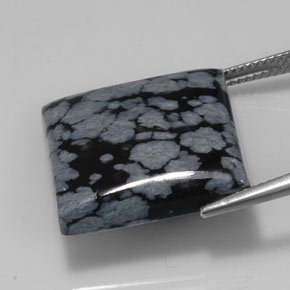 Ossidiana fiocco di neve naturale nero da 20,67 ct, quadrato, opaco