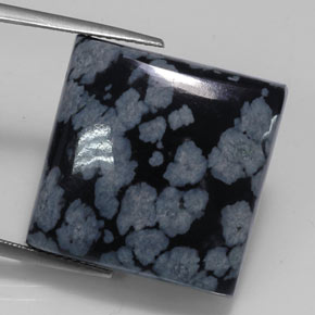 Ossidiana fiocco di neve naturale nero da 23,11 ct, quadrato, opaco