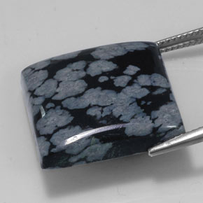 Ossidiana fiocco di neve naturale nero da 23,11 ct, quadrato, opaco