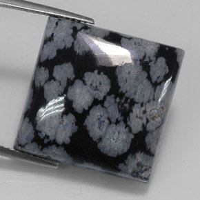 Ossidiana fiocco di neve naturale nero da 20,36 ct, quadrato, opaco
