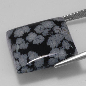 Ossidiana fiocco di neve naturale nero da 20,36 ct, quadrato, opaco