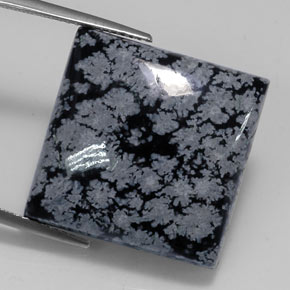 Ossidiana fiocco di neve naturale nero da 22,09 ct, quadrato, opaco