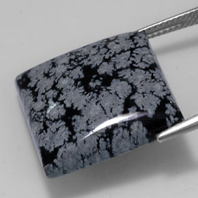 Ossidiana fiocco di neve naturale nero da 22,09 ct, quadrato, opaco