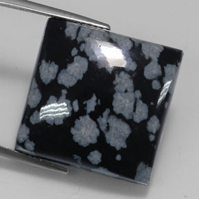 Ossidiana fiocco di neve naturale nero da 21,34 ct, quadrato, opaco
