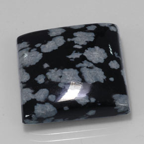 Ossidiana fiocco di neve naturale nero da 21,34 ct, quadrato, opaco