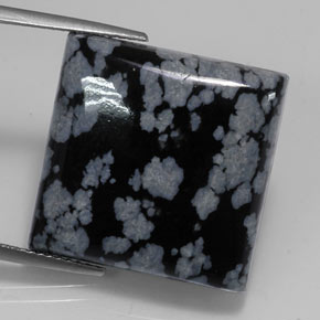 Ossidiana fiocco di neve naturale nero da 21,45 ct, quadrato, opaco