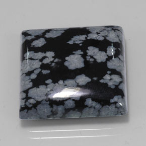 Ossidiana fiocco di neve naturale nero da 21,45 ct, quadrato, opaco