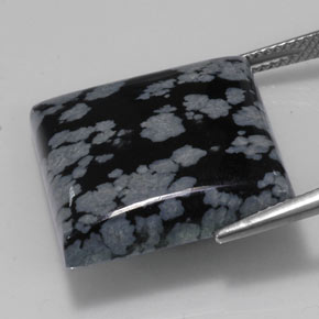 Ossidiana fiocco di neve naturale nero da 21,45 ct, quadrato, opaco