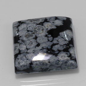 Ossidiana fiocco di neve naturale nero da 22,67 ct, quadrato, opaco