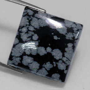 Ossidiana fiocco di neve naturale nero da 21,53 ct, quadrato, opaco