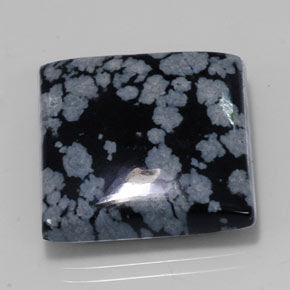 Ossidiana fiocco di neve naturale nero da 21,53 ct, quadrato, opaco