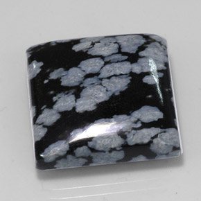 Ossidiana fiocco di neve naturale nero da 22,60 ct, quadrato, opaco