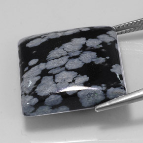 Ossidiana fiocco di neve naturale nero da 22,60 ct, quadrato, opaco