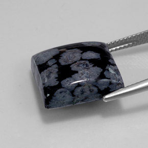 Ossidiana fiocco di neve naturale nero da 12,55 ct, quadrato, opaco