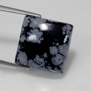 Ossidiana fiocco di neve naturale multicolore da 11,74 ct, quadrato, opaco