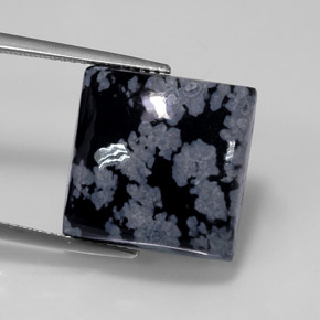 Ossidiana fiocco di neve naturale nero da 12,14 ct, quadrato, opaco