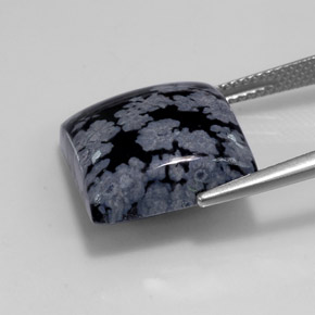Ossidiana fiocco di neve naturale nero da 12,14 ct, quadrato, opaco