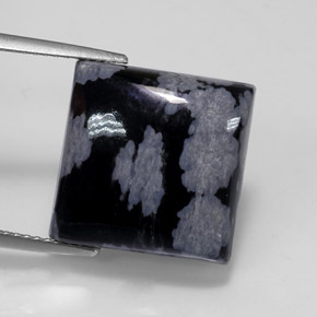 Ossidiana fiocco di neve naturale nero da 11,19 ct, quadrato, opaco