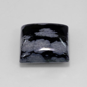 Ossidiana fiocco di neve naturale nero da 11,19 ct, quadrato, opaco