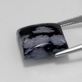 Ossidiana fiocco di neve naturale nero da 11,19 ct, quadrato, opaco