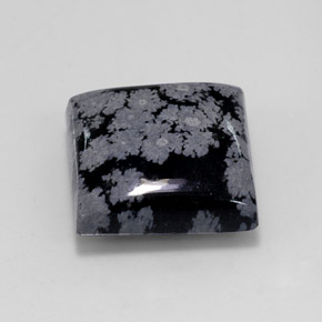 Ossidiana fiocco di neve naturale nero da 11,84 ct, quadrato, opaco