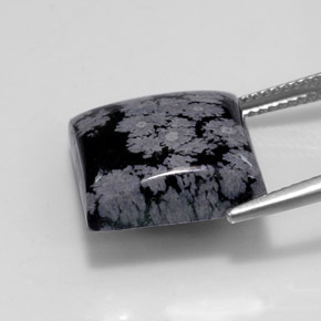 Ossidiana fiocco di neve naturale nero da 11,84 ct, quadrato, opaco