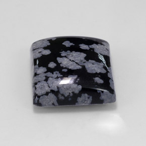 Ossidiana fiocco di neve naturale nero da 12,37 ct, quadrato, opaco