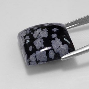 Ossidiana fiocco di neve naturale nero da 12,37 ct, quadrato, opaco