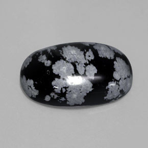 Ossidiana fiocco di neve naturale nero da 13,62 ct, taglio ovale, opaco