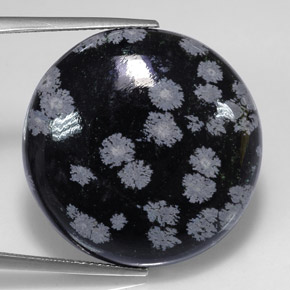 Ossidiana fiocco di neve naturale multicolore da 25,71 ct, taglio rotondo, opaco
