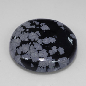 Ossidiana fiocco di neve naturale nero da 28,56 ct, taglio rotondo, opaco